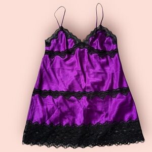 Victoria’s Secret Silver Label Satin Purple/Black Mini Dress
